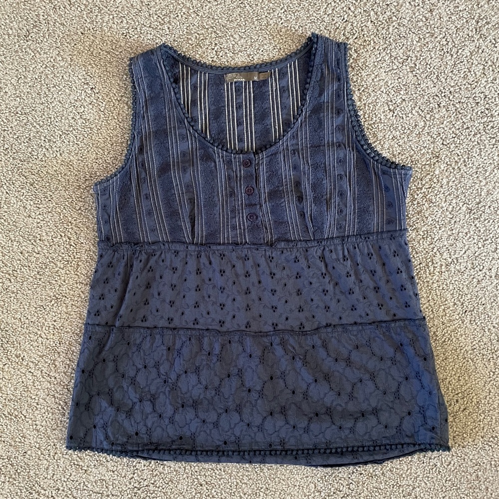 Prana 100% cotton eyelet tank